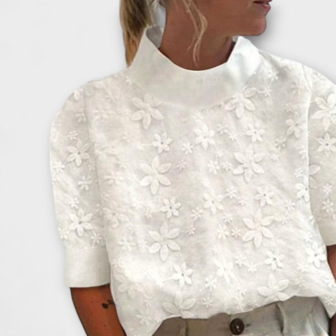 Bluse mit besticktem einfachem Kragen