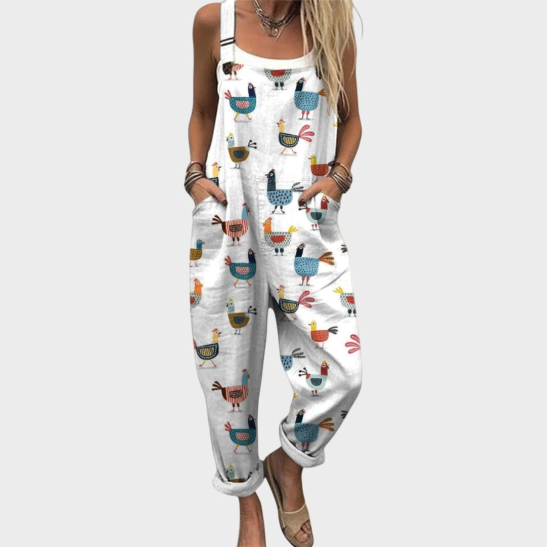 Silvija Lockere Blumengemusterte Jumpsuit Universelle Größe