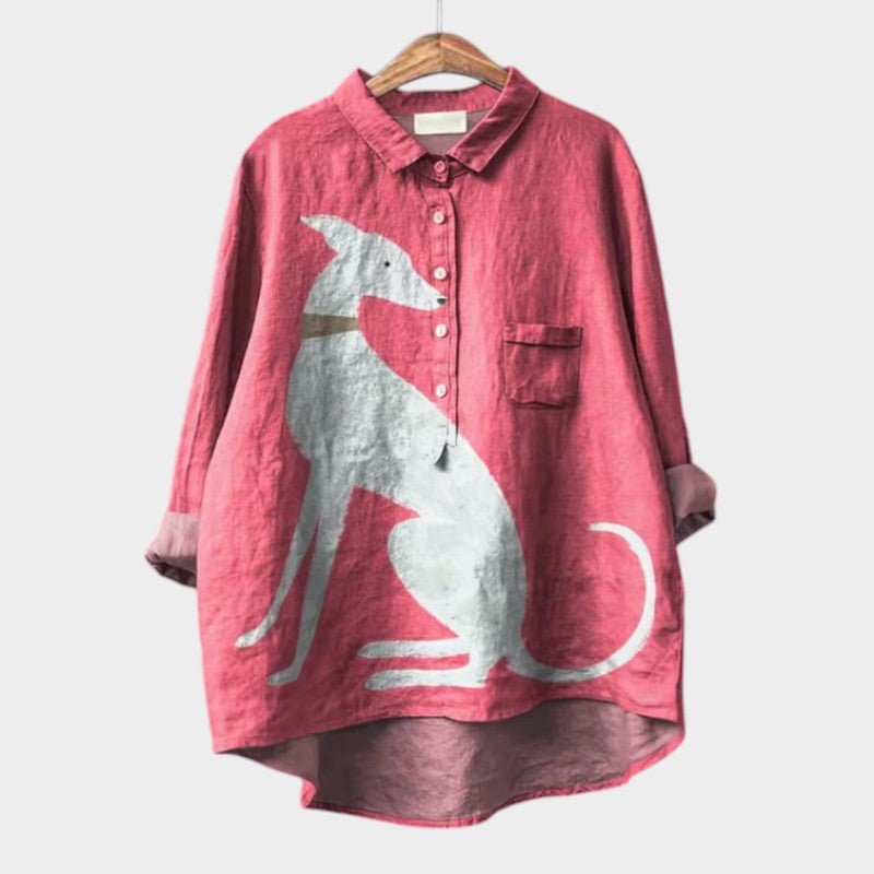 Bianca | Premium Bluse mit Hundemuster