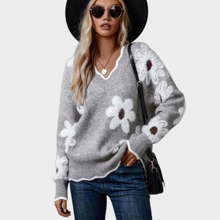 Valentina | Eleganter Blumenpullover