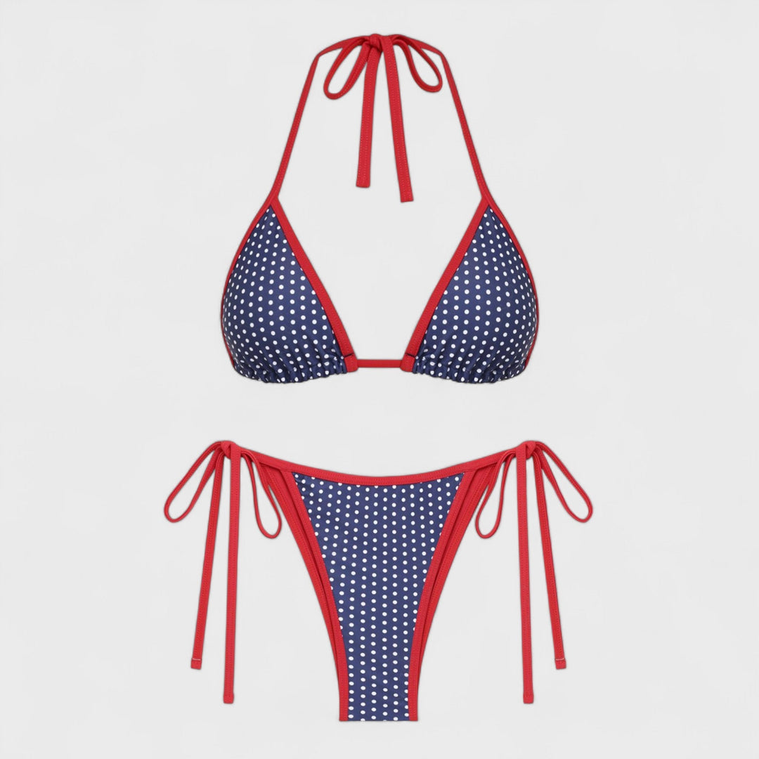 SORAIA | Gepunktetes Bikini mit Knoten