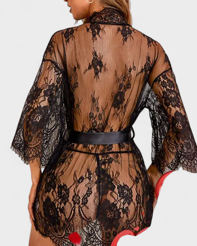 Týna | Elegantes hellblondes Pyjama mit Satinband