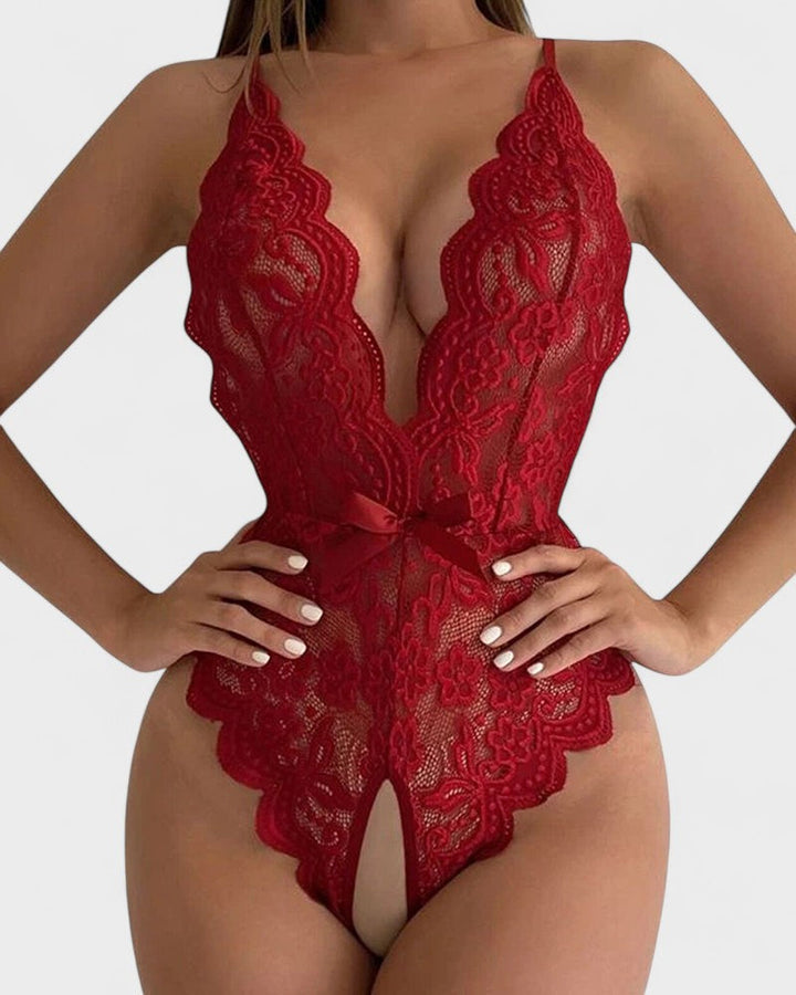 Agnes | Beige Body mit kurzen Ärmeln ohne Halskette