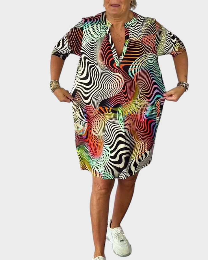 Žofie | Buntes Kleid mit V-Ausschnitt