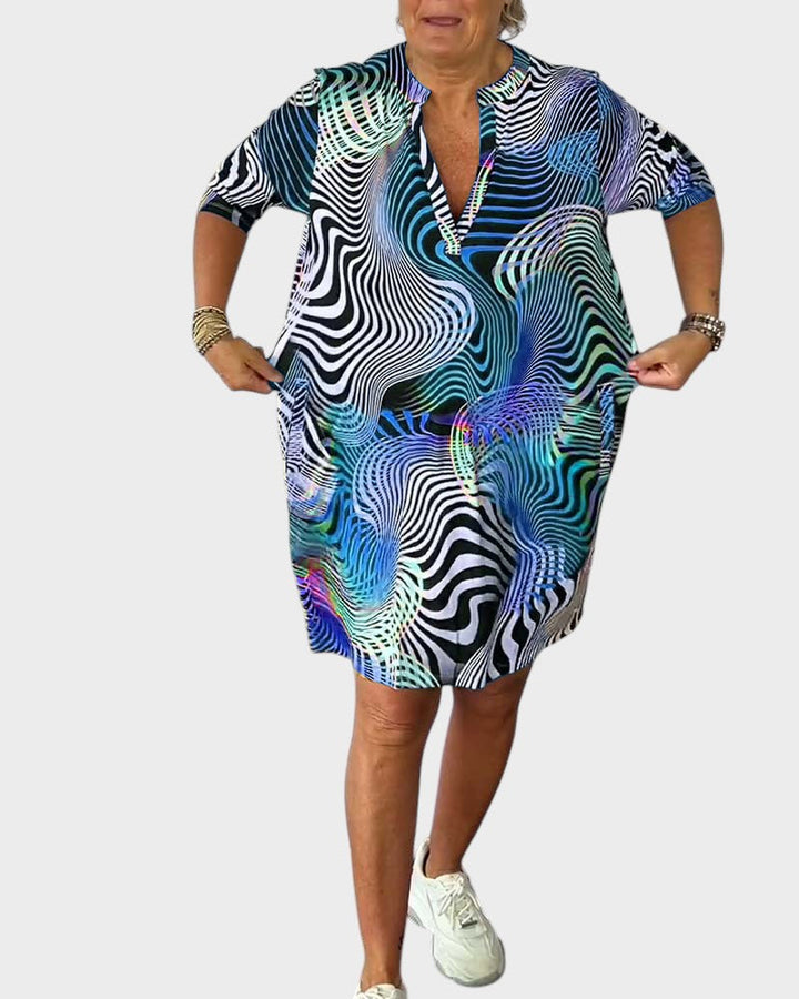 Žofie | Buntes Kleid mit V-Ausschnitt