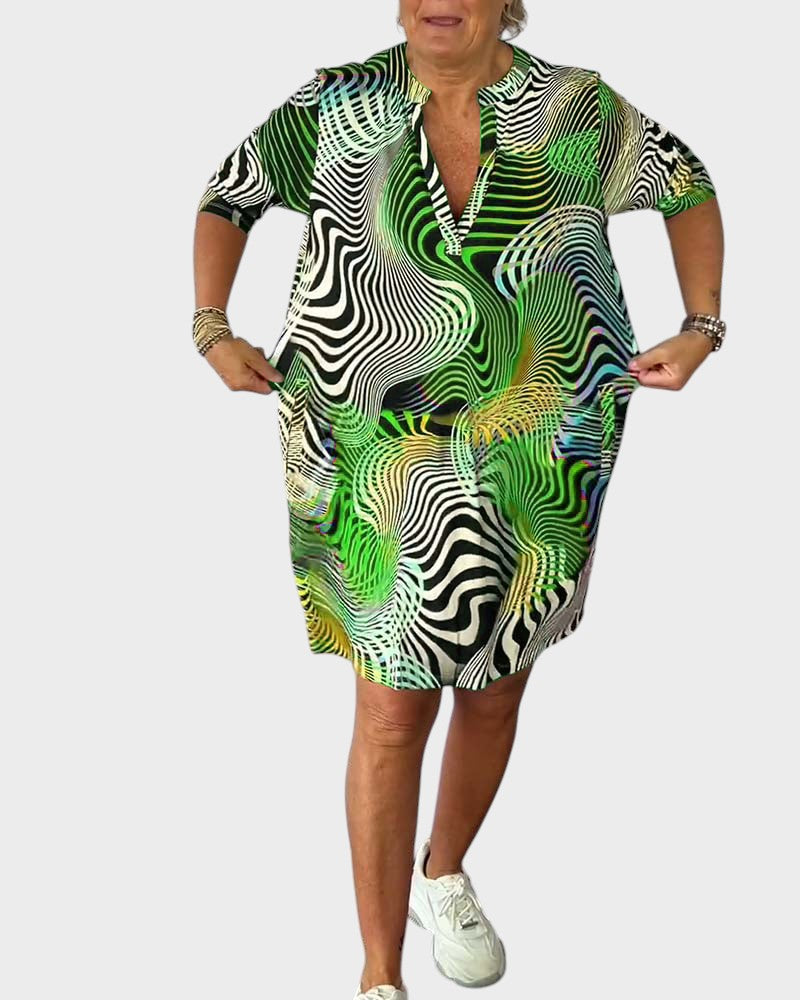Žofie | Buntes Kleid mit V-Ausschnitt