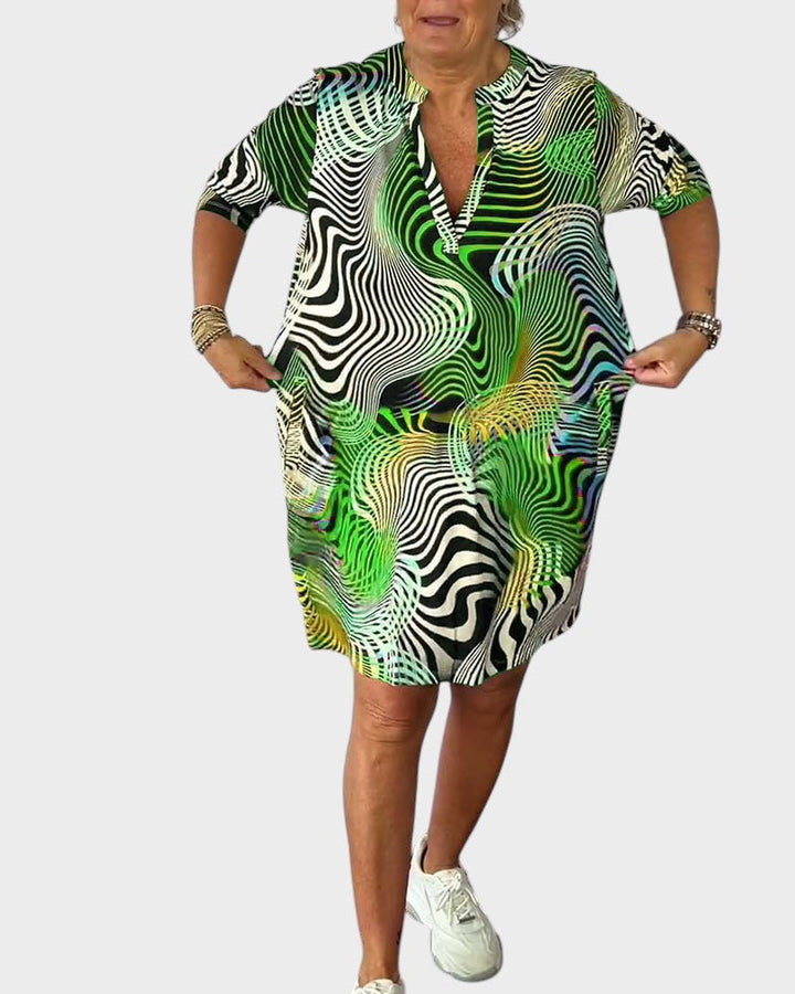 Žofie | Buntes Kleid mit V-Ausschnitt