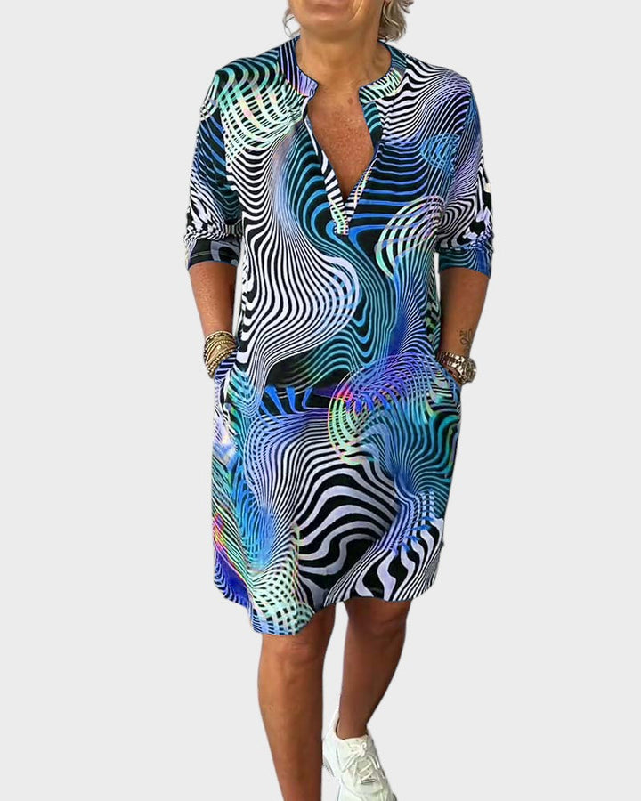 Žofie | Buntes Kleid mit V-Ausschnitt