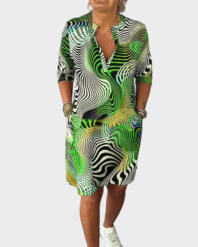 Žofie | Buntes Kleid mit V-Ausschnitt