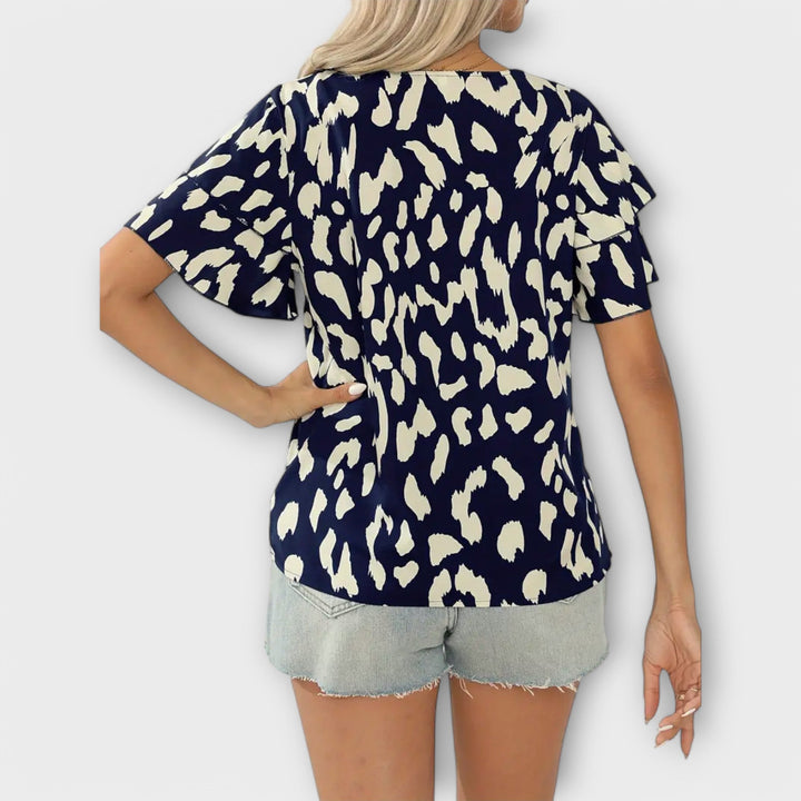Evelyn - Lederbluse mit Rundhalsausschnitt