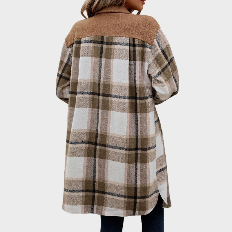 Celina | Hemd-ähnliche Weste mit kariertem Muster und Taschen