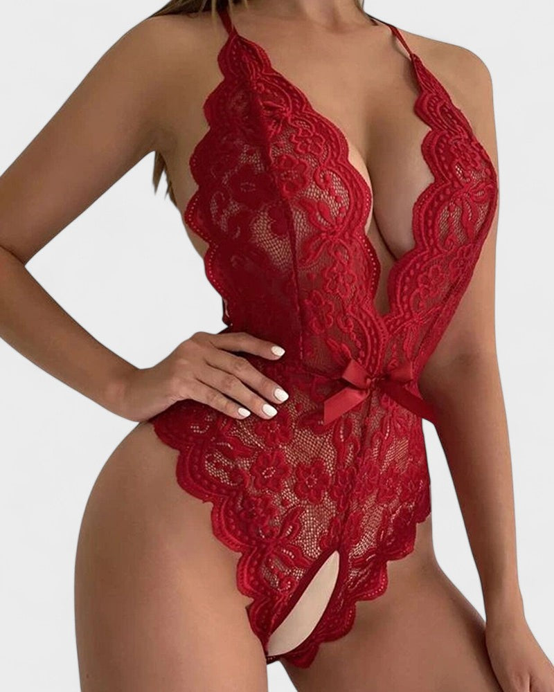 Agnes | Beige Body mit kurzen Ärmeln ohne Halskette