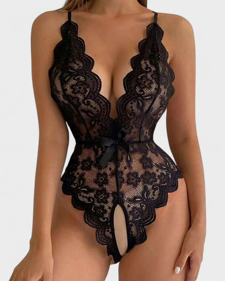 Agnes | Beige Body mit kurzen Ärmeln ohne Halskette