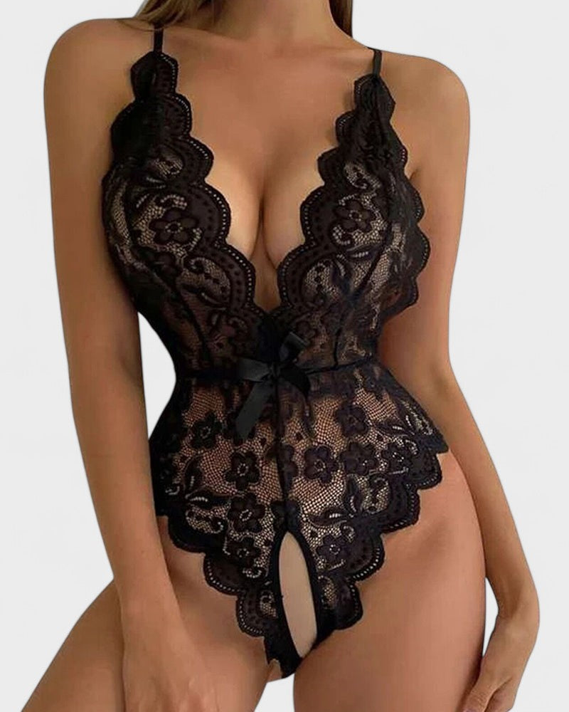 Agnes | Beige Body mit kurzen Ärmeln ohne Halskette