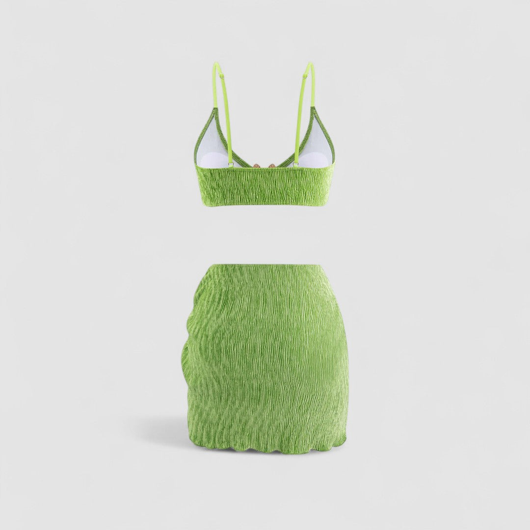 VIOLA | Samt-Bikini mit Sarong – 3 Teile