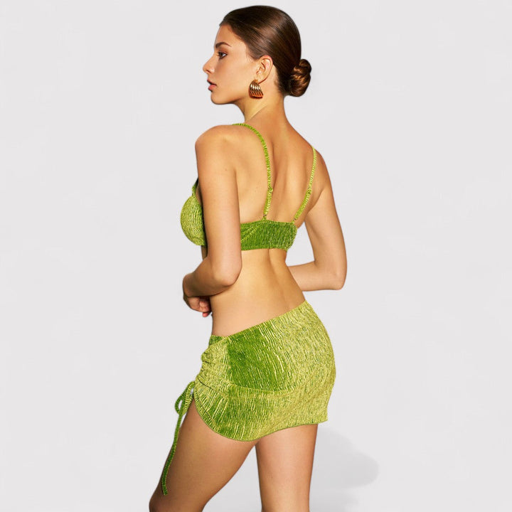 VIOLA | Samt-Bikini mit Sarong – 3 Teile
