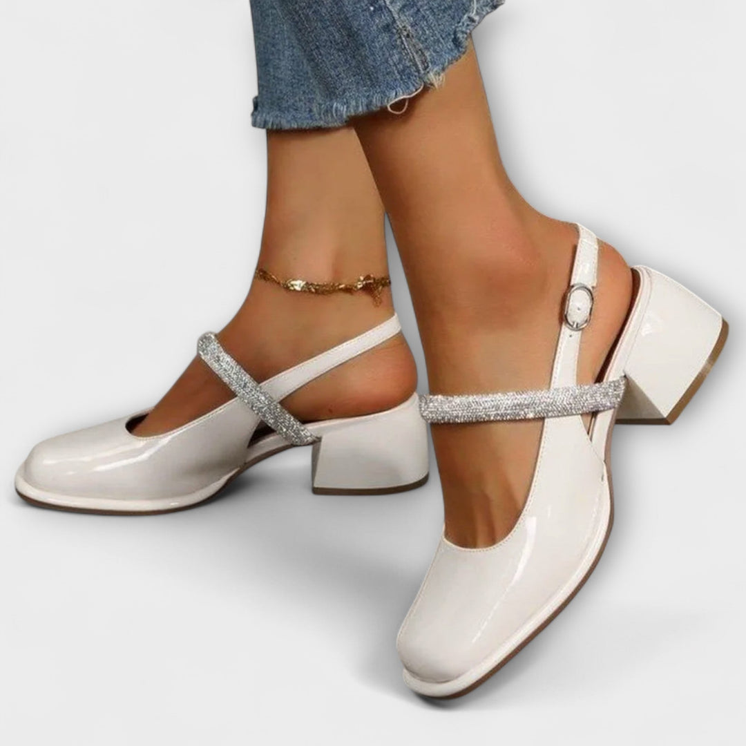 Celandra - Mary Janes mit glitzernden Riemen und Blockabsätzen