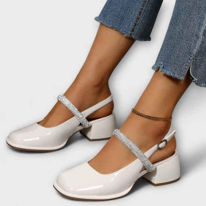 Celandra - Mary Janes mit glitzernden Riemen und Blockabsätzen