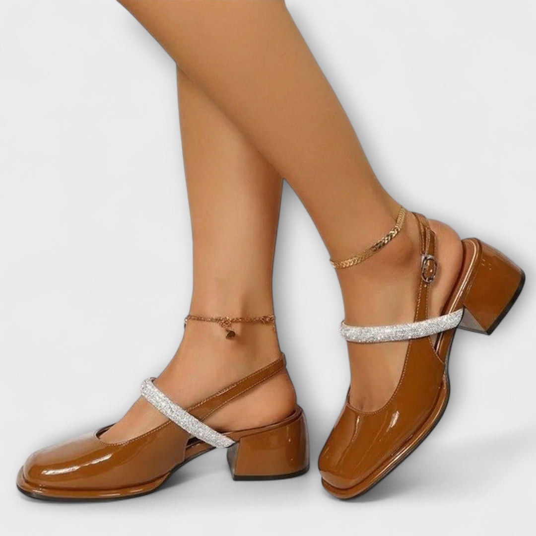 Celandra - Mary Janes mit glitzernden Riemen und Blockabsätzen