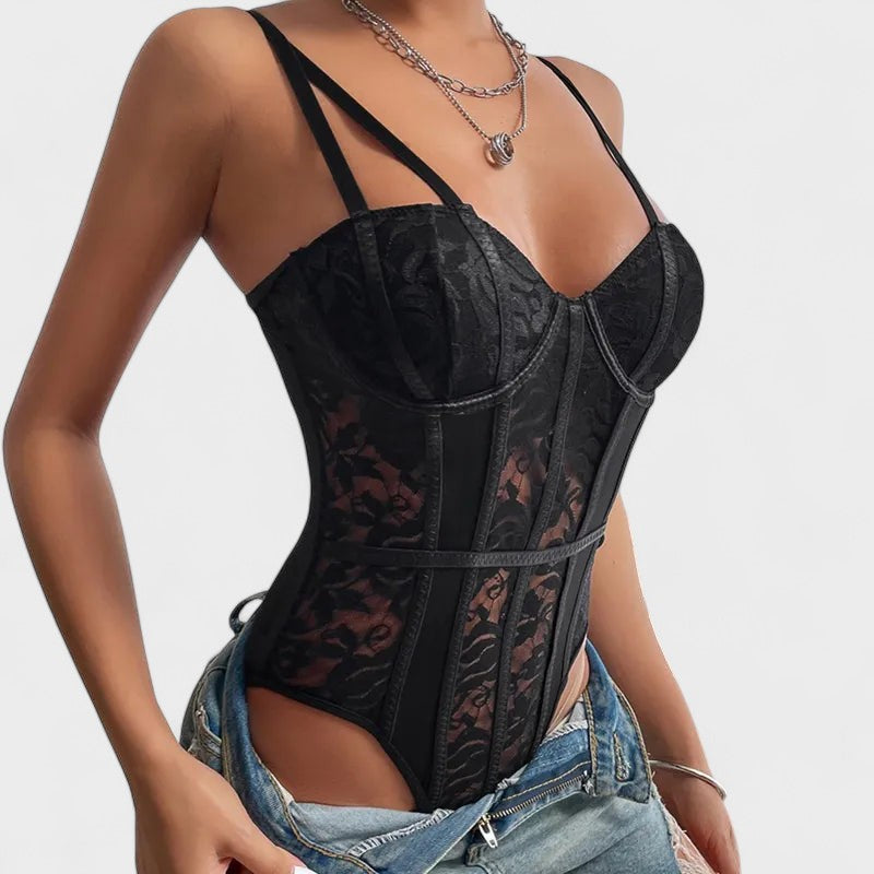 Miloslava | Bestickter Korsett-Bodysuit