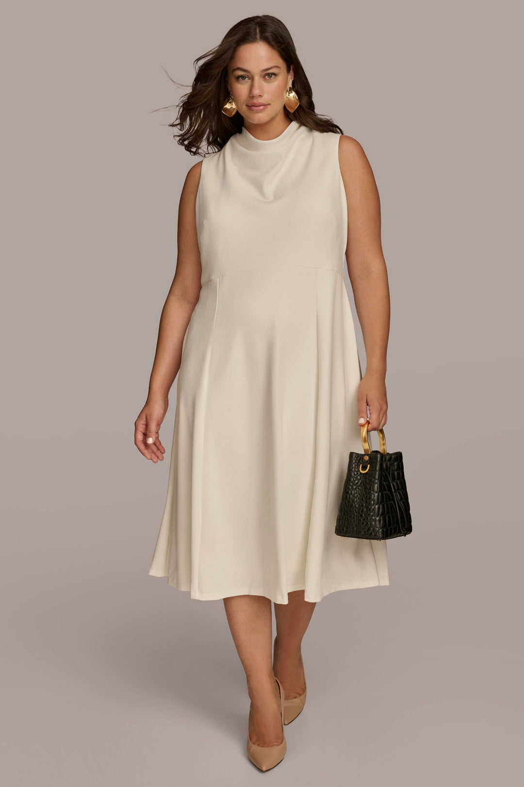 KAYA | Midi-Kleid mit falschem Rollkragen