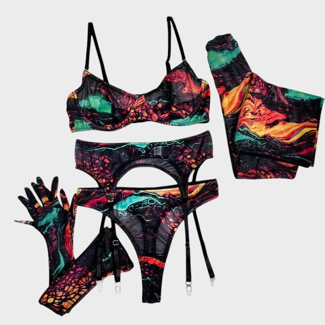 Serena | 5-teiliges Set Unterwäsche mit Tie-Dye