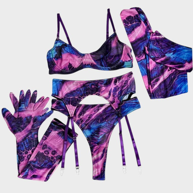 Serena | 5-teiliges Set Unterwäsche mit Tie-Dye