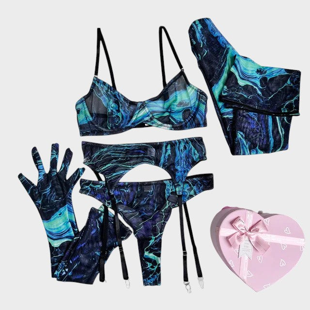 Serena | 5-teiliges Set Unterwäsche mit Tie-Dye