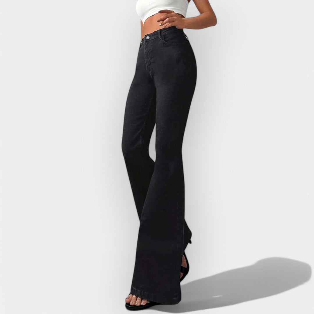 Hochtaillierte Bootcut Jeans