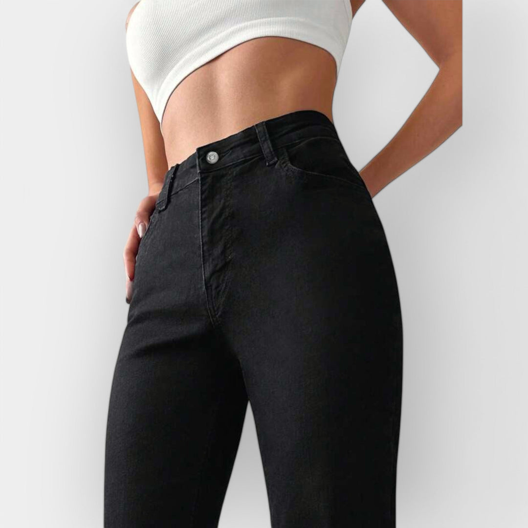 Hochtaillierte Bootcut Jeans