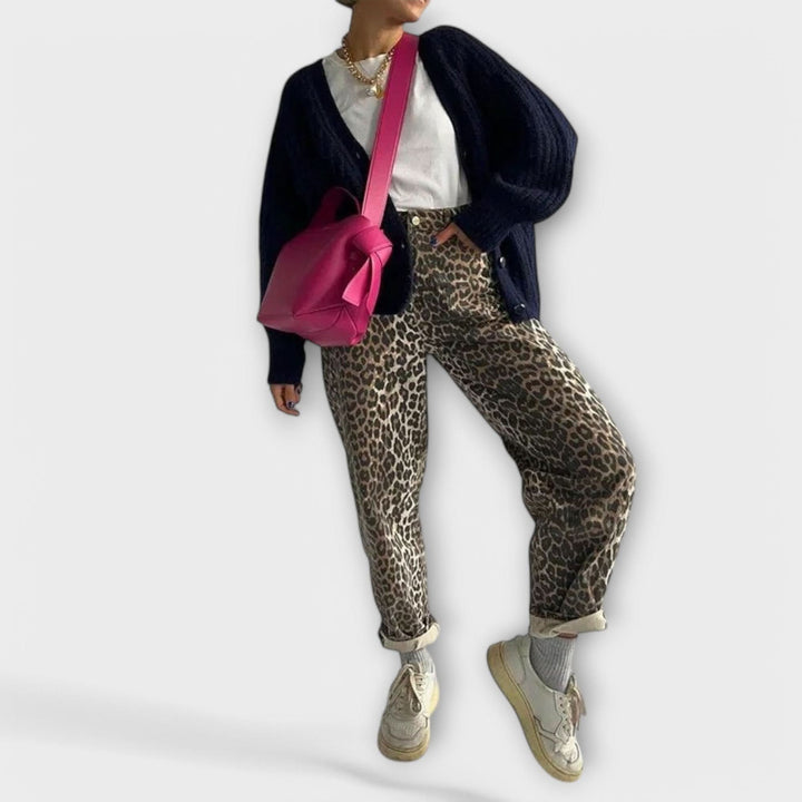 Vintage-Jeans mit Leopardenmuster