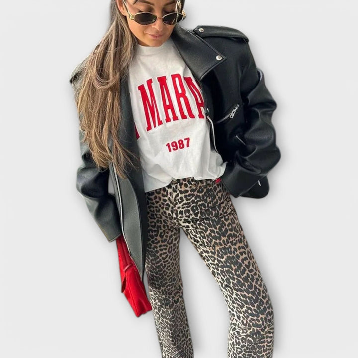 Vintage-Jeans mit Leopardenmuster