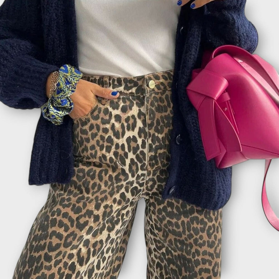 Vintage-Jeans mit Leopardenmuster