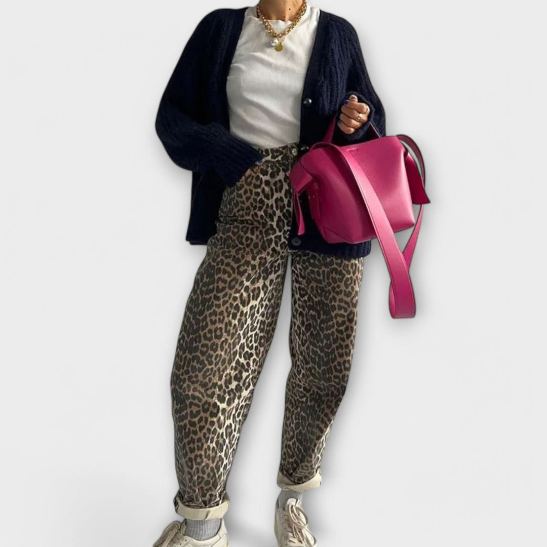 Vintage-Jeans mit Leopardenmuster