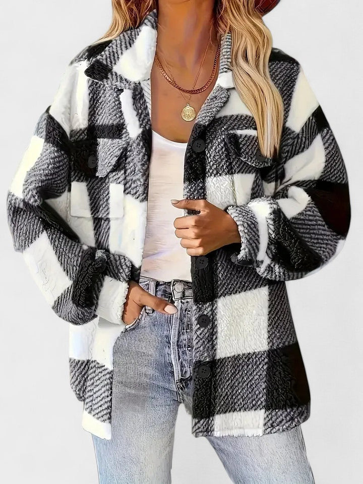 Rosa | Stilvolle karierte Fleecejacke