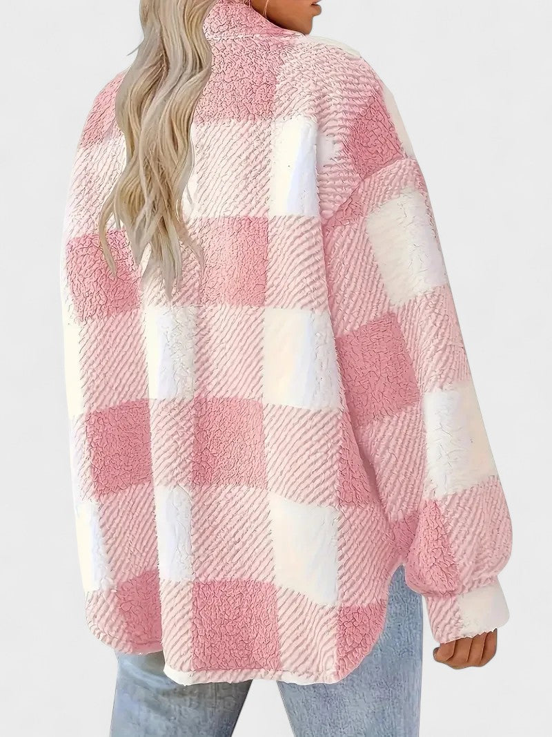 Rosa | Stilvolle karierte Fleecejacke