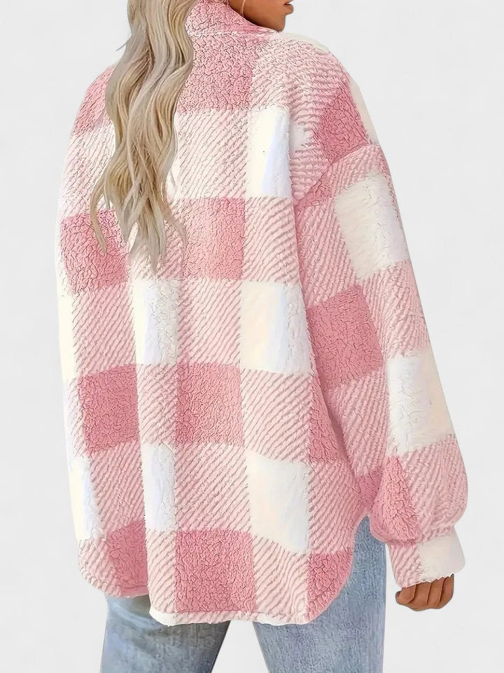 Rosa | Stilvolle karierte Fleecejacke