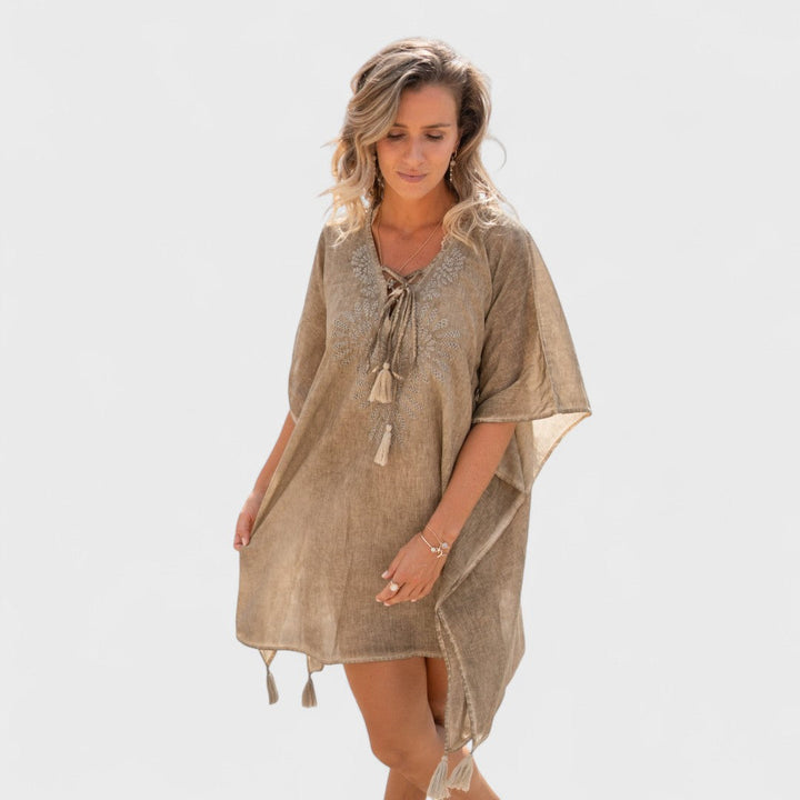 LIANA | Kurzes Kaftan Lia Flo Taupe