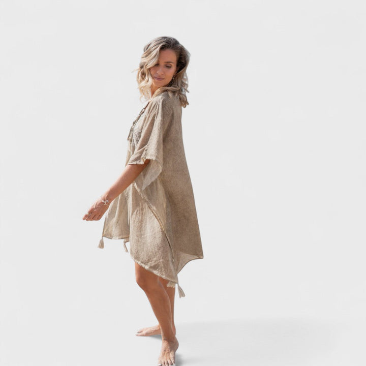 LIANA | Kurzes Kaftan Lia Flo Taupe
