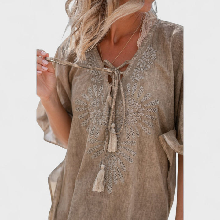 LIANA | Kurzes Kaftan Lia Flo Taupe