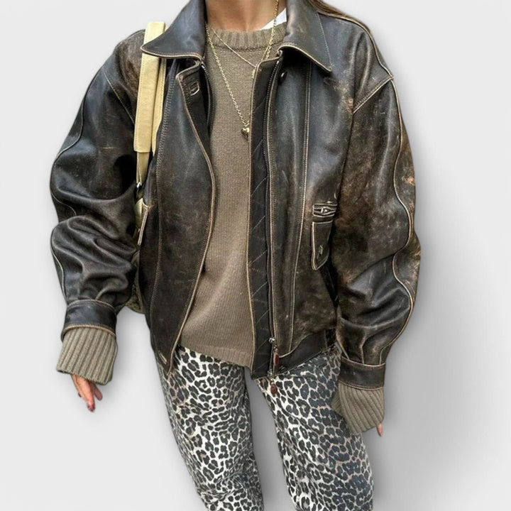 Vintage-Jeans mit Leopardenmuster