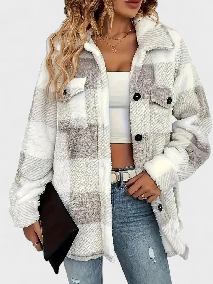 Rosa | Stilvolle karierte Fleecejacke