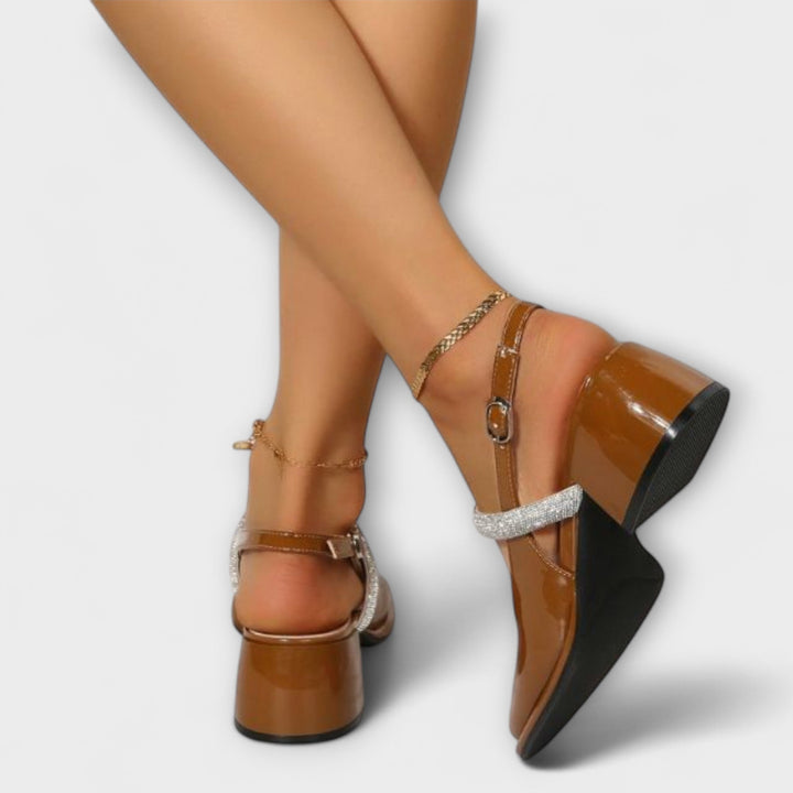 Celandra - Mary Janes mit glitzernden Riemen und Blockabsätzen