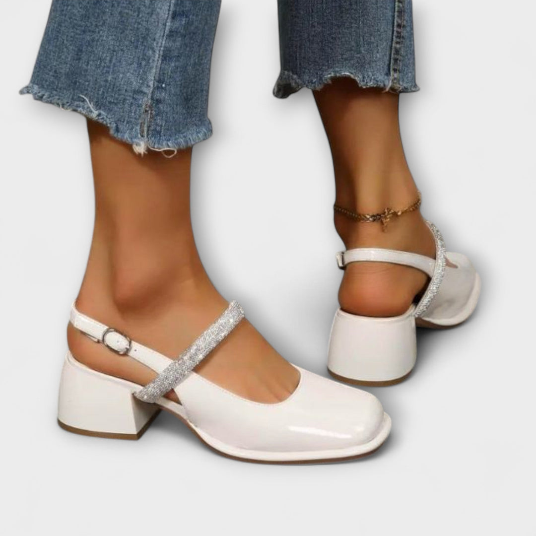 Celandra - Mary Janes mit glitzernden Riemen und Blockabsätzen