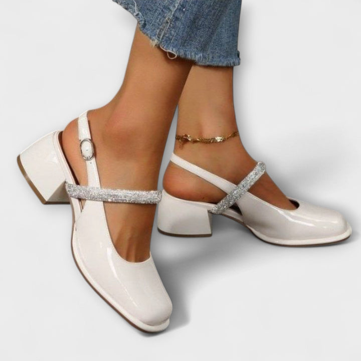 Celandra - Mary Janes mit glitzernden Riemen und Blockabsätzen
