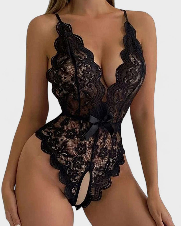Agnes | Beige Body mit kurzen Ärmeln ohne Halskette