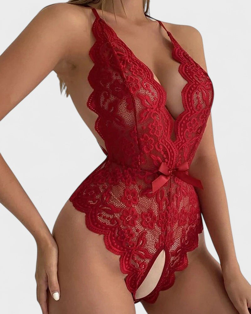 Agnes | Beige Body mit kurzen Ärmeln ohne Halskette