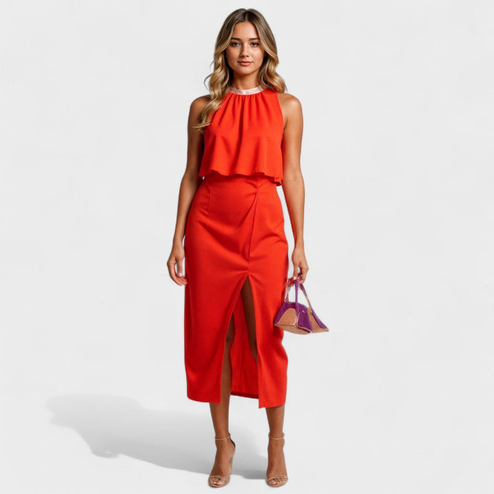 Tory – Sommer Satin Kleid mit Schlitz