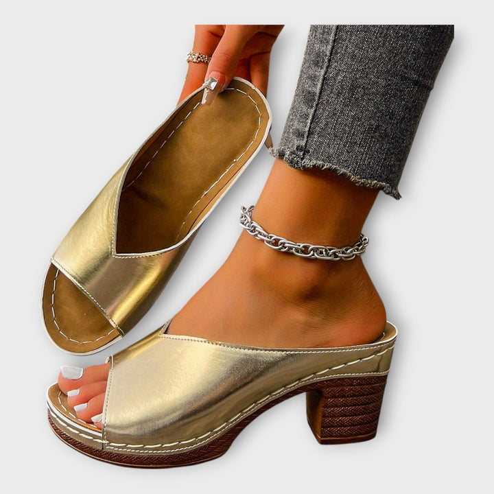 Sandalen mit dickem Absatz und offener Ferse