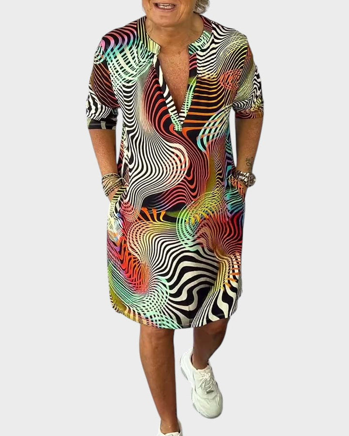 Žofie | Buntes Kleid mit V-Ausschnitt